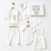Polka Dot Bear Themed Hospital Outfit 10-Piece Set Newborn Baby Beige (0-3 Months) - SP001.2107.12