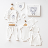 Polka Dot Bear Themed Hospital Outfit 10-Piece Set Newborn Baby Grey (0-3 Months) - SP001.2107.5