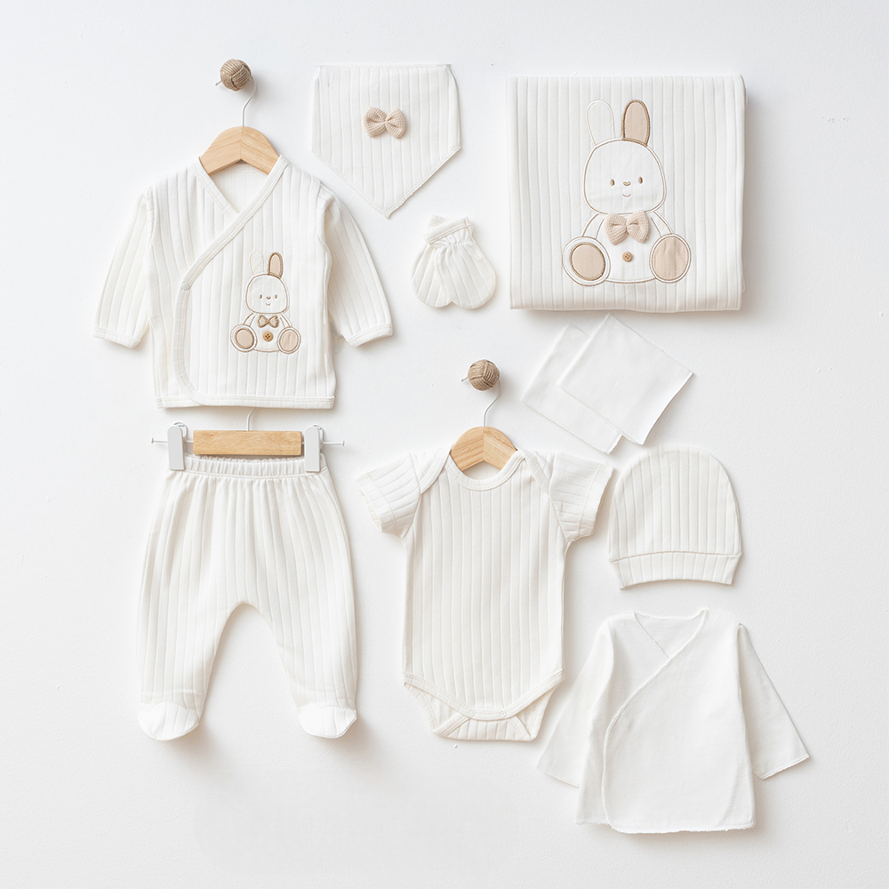 Rabbit Themed Hospital Outfit 10-Piece Set Newborn Baby Ecru (0-3 Months) - SP001.2109.10