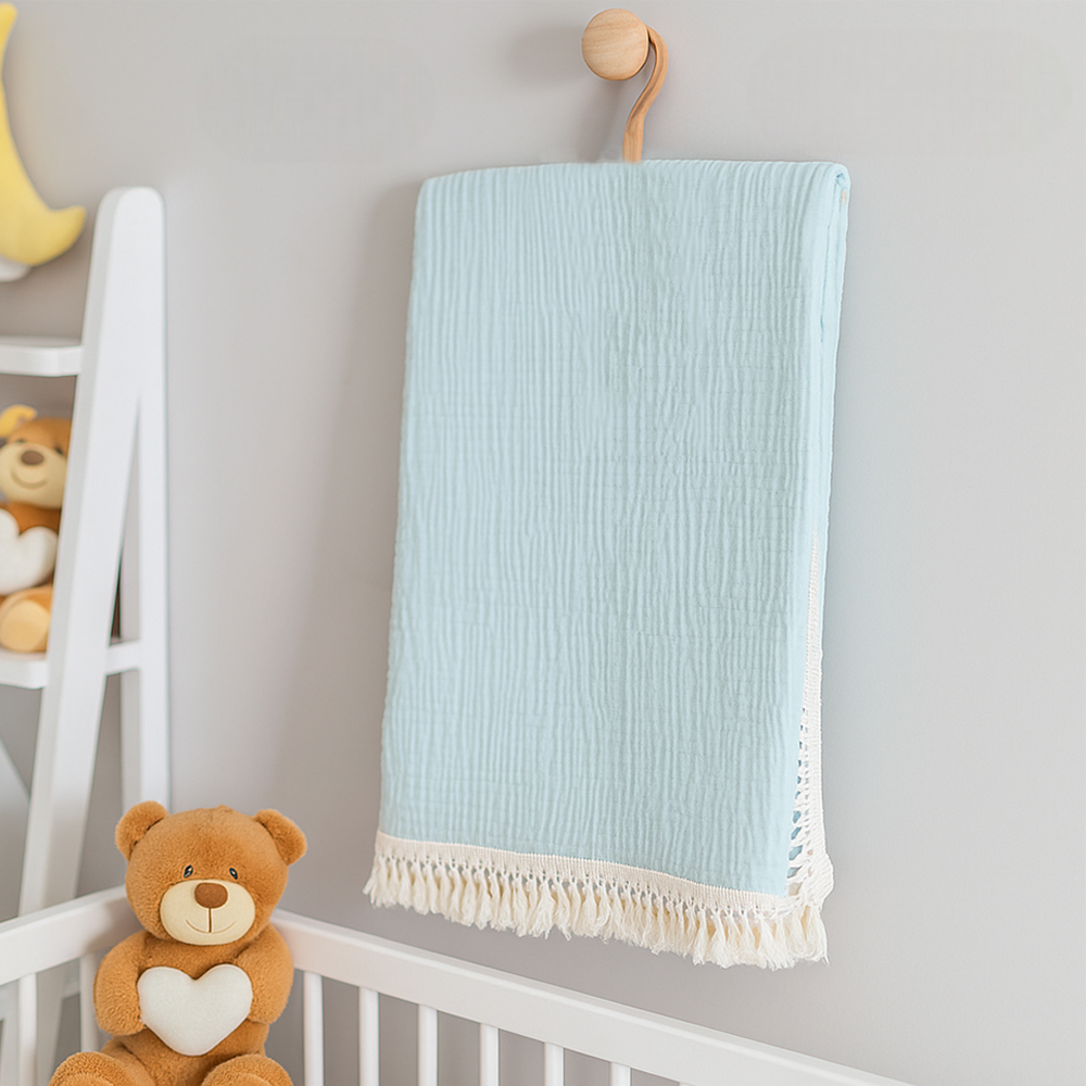 Fringed Baby Blanket Green - SP001.71907.13