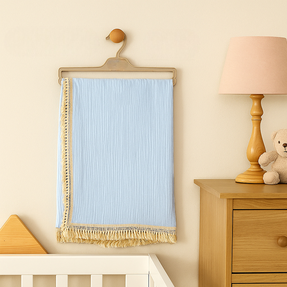 Fringed Baby Blanket Blue - SP001.71907.1