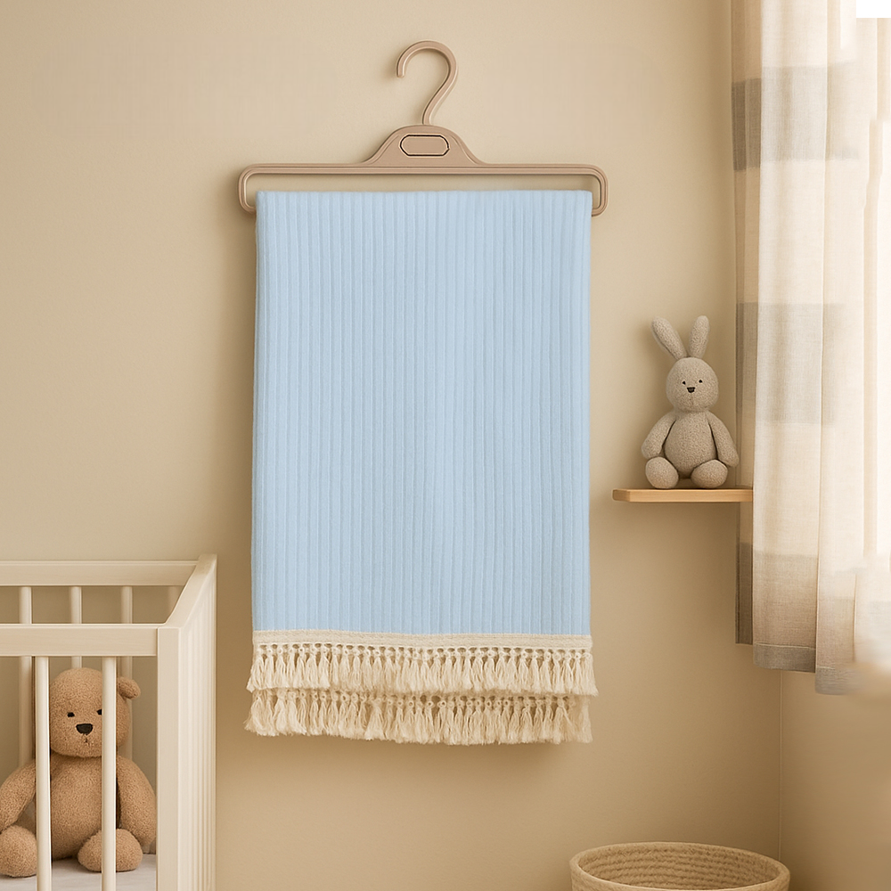 Fringed Baby Blanket Blue - SP001.71907.1