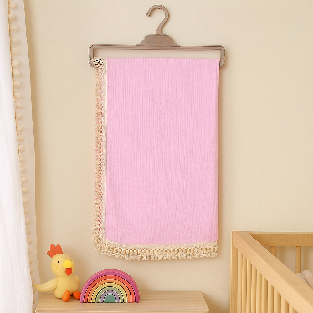 Fringed Baby Blanket Pink - SP001.71907.2