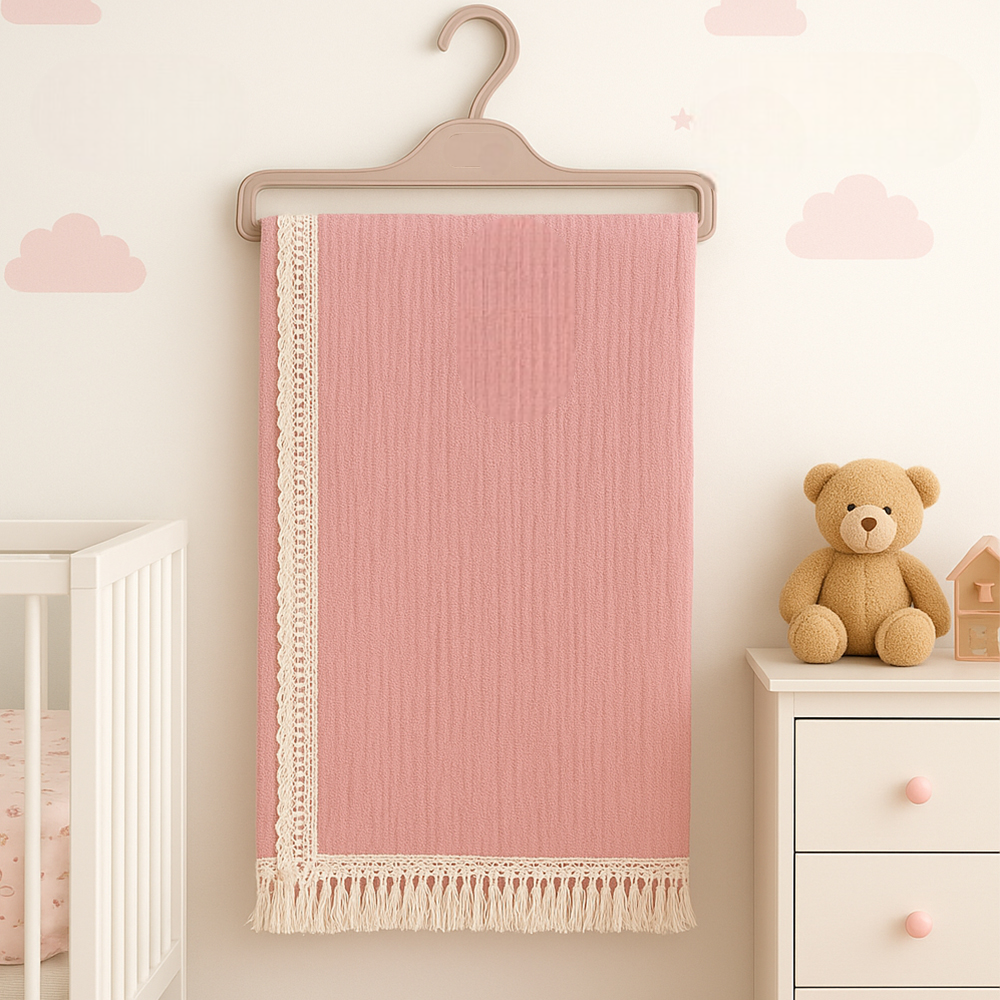 Fringed Baby Blanket Dried Rose - SP001.71907.36