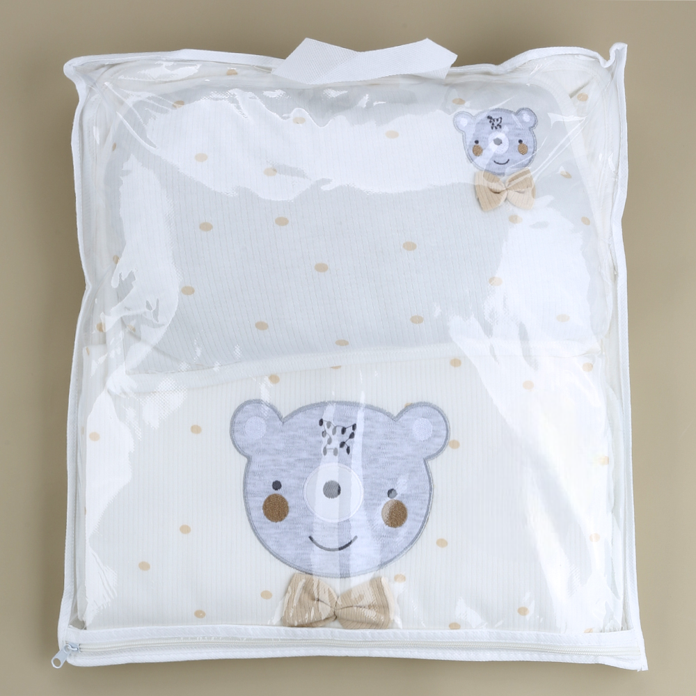 Polka Dot Bear Baby Blanket, Pillow & Diaper Changing Cushion Beige - SP001.8811.12