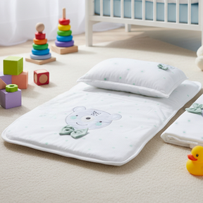 Polka Dot Bear Baby Blanket, Pillow & Diaper Changing Cushion Green - SP001.8811.13