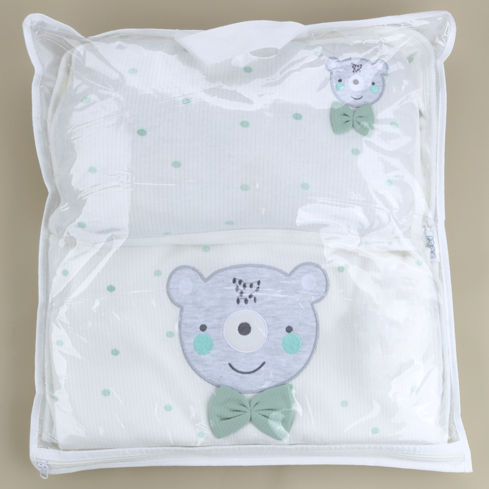 Polka Dot Bear Baby Blanket, Pillow & Diaper Changing Cushion Green - SP001.8811.13