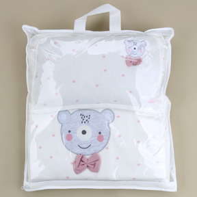 Polka Dot Bear Baby Blanket, Pillow & Diaper Changing Cushion Dried Rose - SP001.8811.36