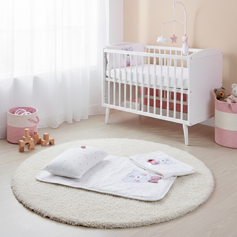 Polka Dot Bear Baby Blanket, Pillow & Diaper Changing Cushion Dried Rose - SP001.8811.36
