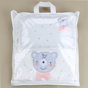Polka Dot Bear Baby Blanket, Pillow & Diaper Changing Cushion Salmon - SP001.8811.8