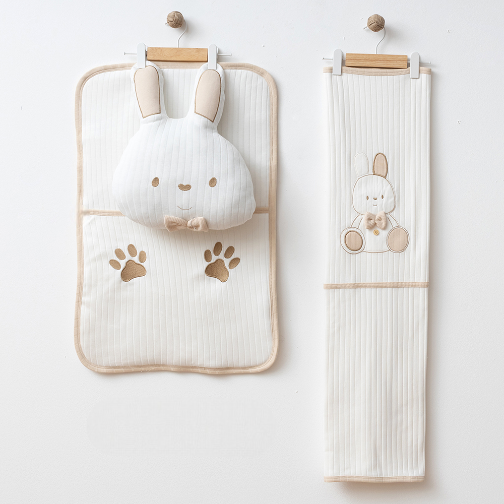 Rabbit Themed Baby Blanket, Pillow & Diaper Changing Cushion Ecru - SP001.8812.10