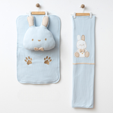 Rabbit Themed Baby Blanket, Pillow & Diaper Changing Cushion Blue - SP001.8812.1