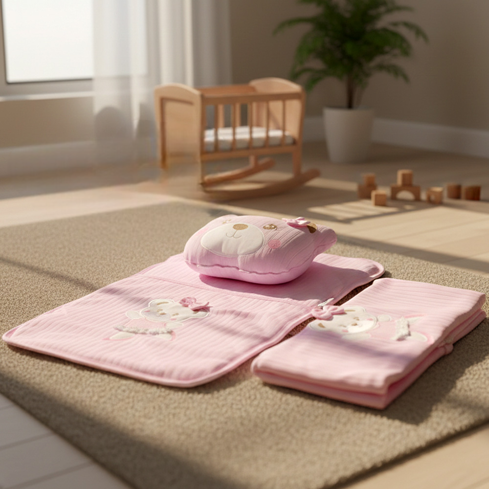 Lacy Soft Baby Blanket, Pillow & Diaper Changing Cushion Pink - SP001.8813.2