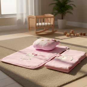 Lacy Soft Baby Blanket, Pillow & Diaper Changing Cushion Pink - SP001.8813.2