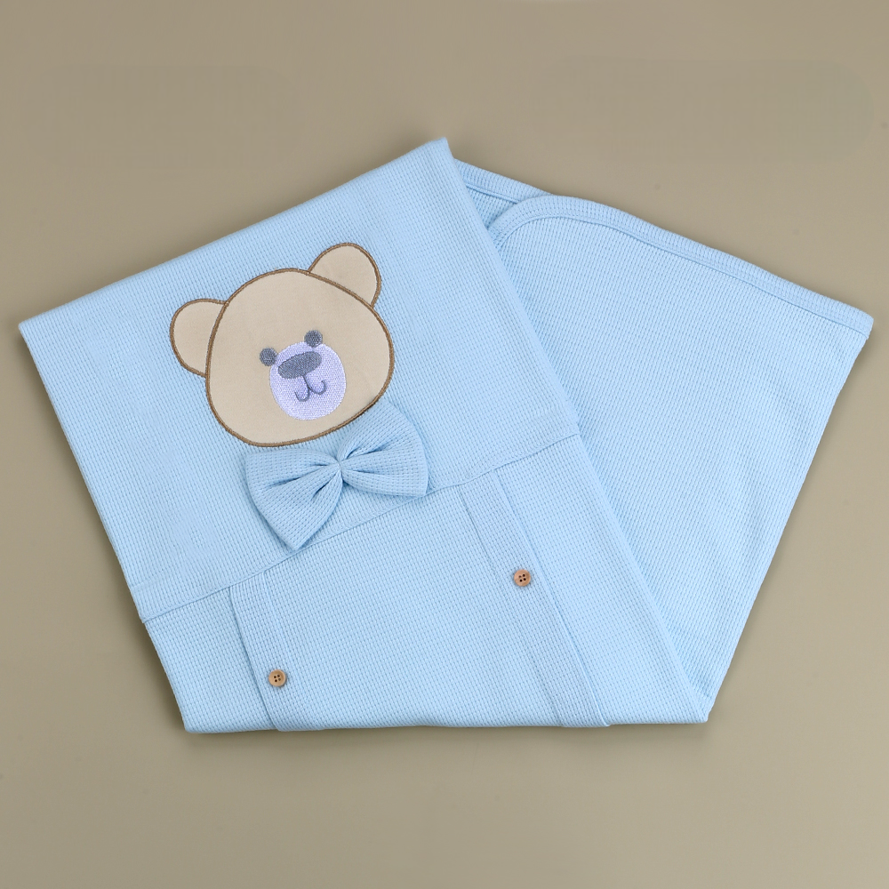 Bow Tie Teddy Bear Themed Baby Blanket Blue - SP001.9189.1