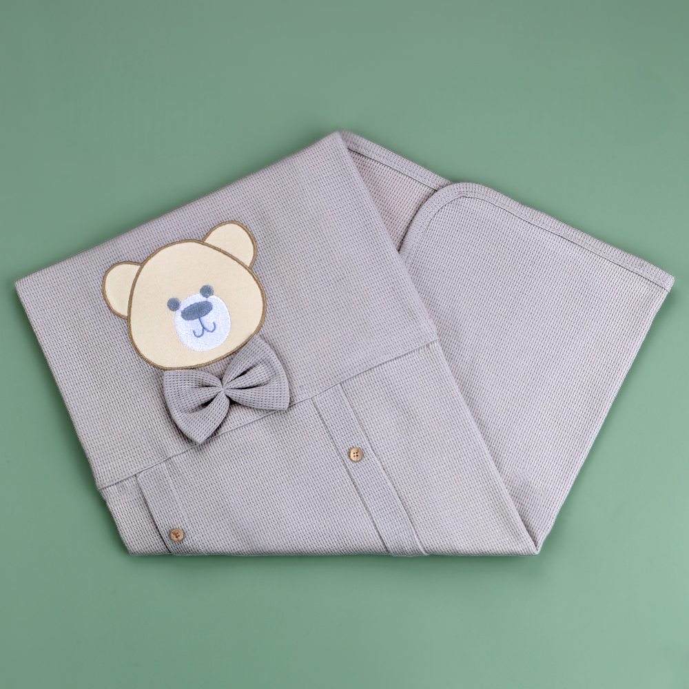 Bow Tie Teddy Bear Themed Baby Blanket Grey - SP001.9189.5