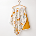 Pom Pom Themed Soft Double-Sided Muslin Baby Blanket Mustard - SP001.9212