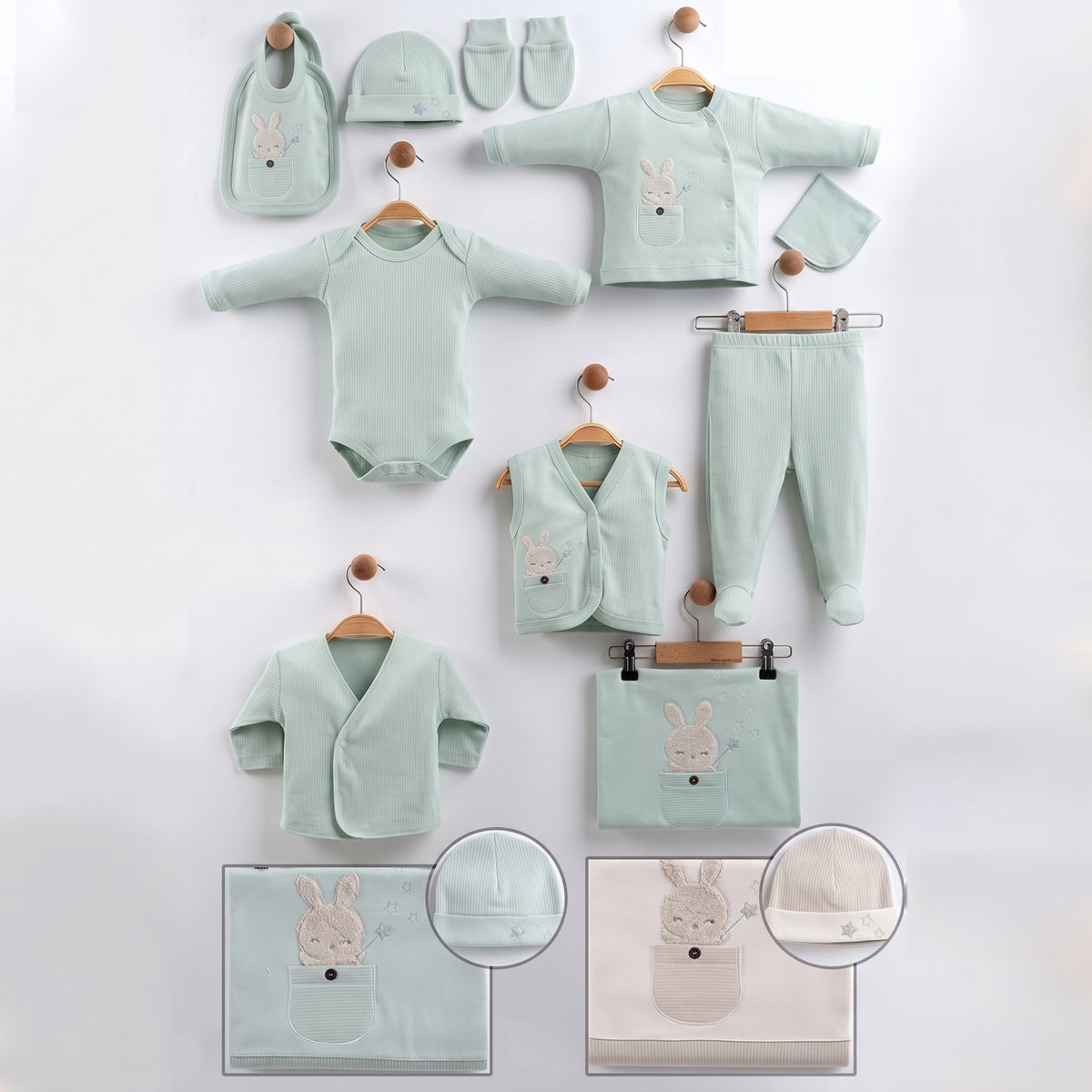 Rabbit Stars Themed Hospital Outfit 10-Piece Set Newborn Baby (0-3 Months) - T023.110