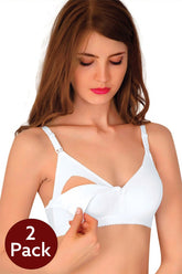 2-Pack Non-Underwired Cotton Nursing Bra White - 305