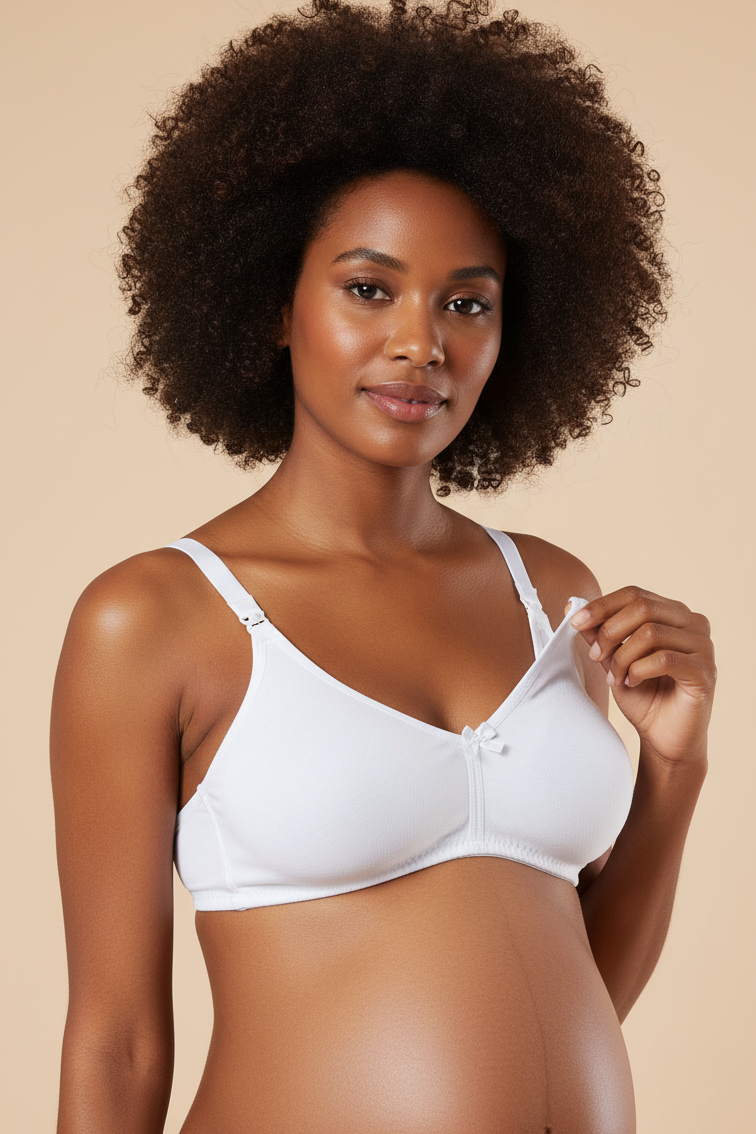 2-Pack Cotton Nursing Bra White - 6010eb
