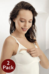 2-Pack Cotton Non-Underwired Nursing Tank Top Ecru - 894