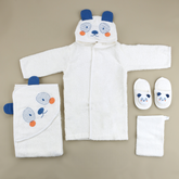 Panda Themed Baby Bathrobe Set Blue (0-24 Months) - SP001.130.1