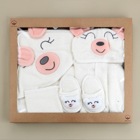Sweety Bear Themed Baby Bathrobe Set Salmon (0-24 Months) - SP001.132.8